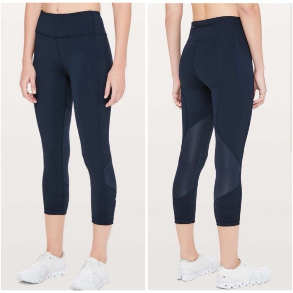 Lululemon Pace Rival Crop *Full-On Luxtreme 22" in Black W6AV0S Womens Sz 4 EUC